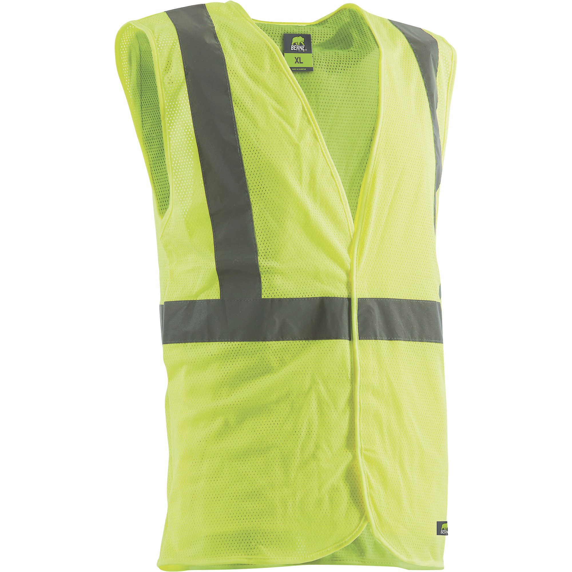 Berne Men's Class 2 High Visibility Economy Safety Vest — Lime, 3X/4X Big, Model# HVV042BT